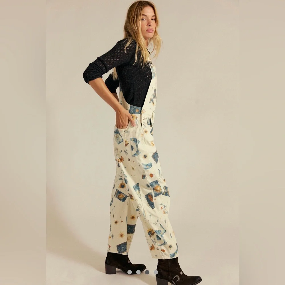 We The Free Cream Patterned Women's Overalls - Picture 3 of 4